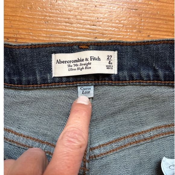 Abercrombie & Fitch The 90s Straight Jeans Womens Blue New Curve Love SIZE 27/4R - Picture 4 of 8
